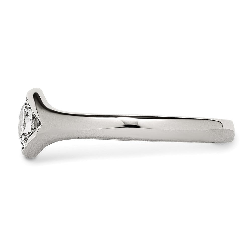 Stainless Steel Polished CZ Ring Size - 6
