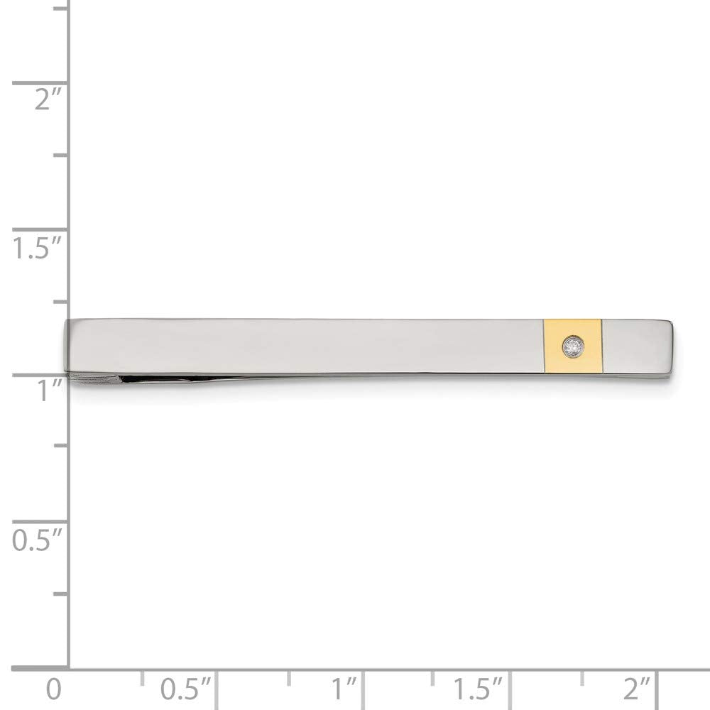 Finest Gold Stainless Steel Polished Yellow IP-Plated 0.03CT Diamond Tie Bar