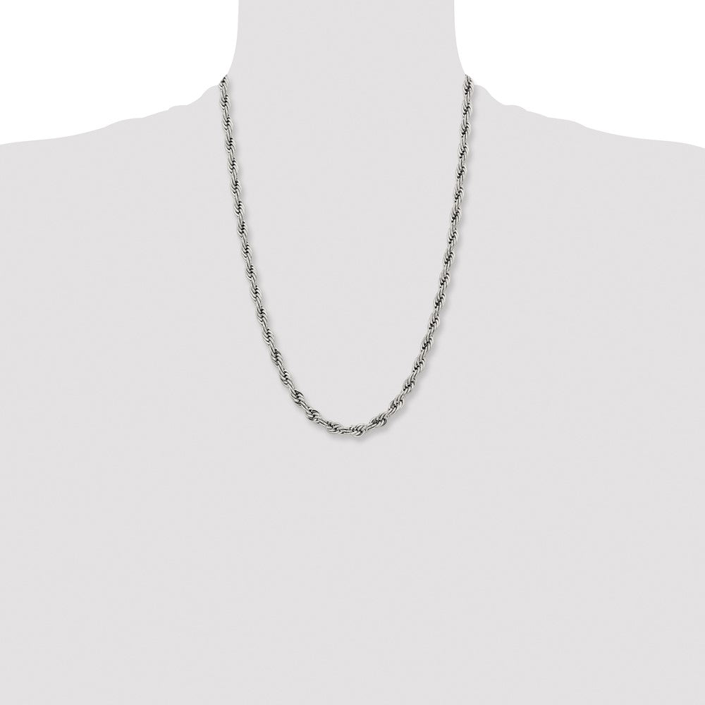 Stainless Steel Polished 7mm 24in Rope Chain