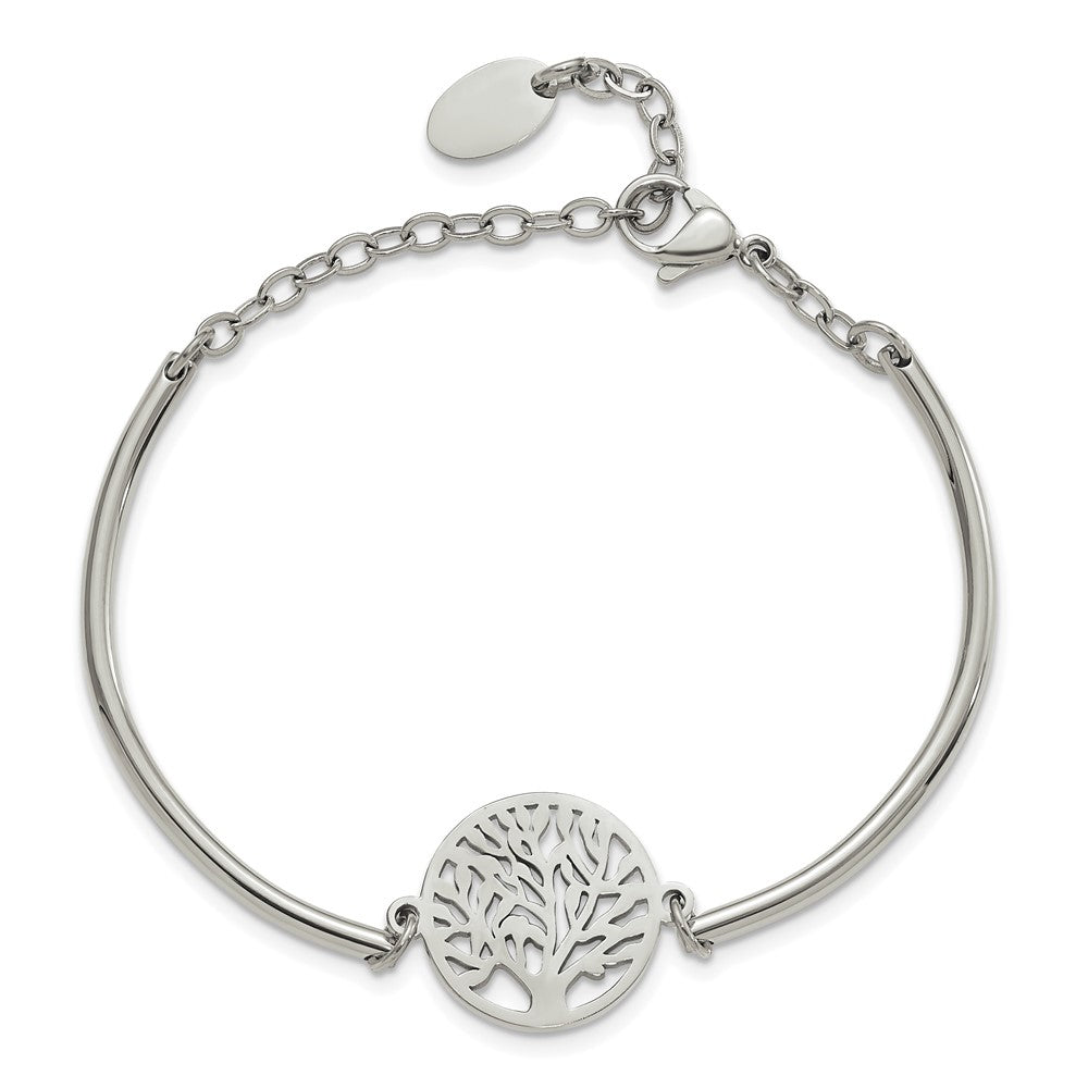 Stainless Steel Polished Tree 5.5in w/2in ext Bracelet 5.5 inches