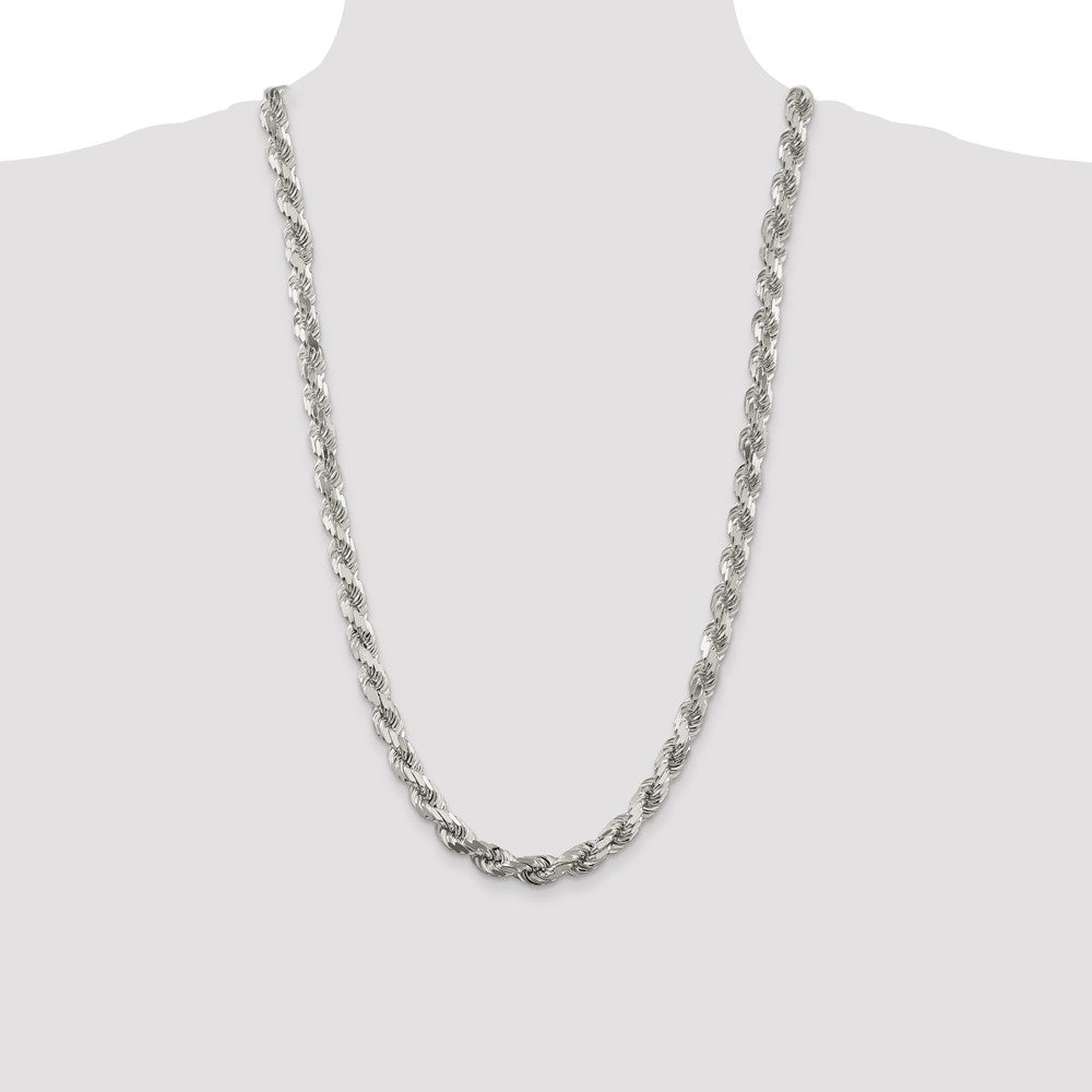 Sterling Silver 7.8mm Diamond-cut Rope Chain 28 Inches