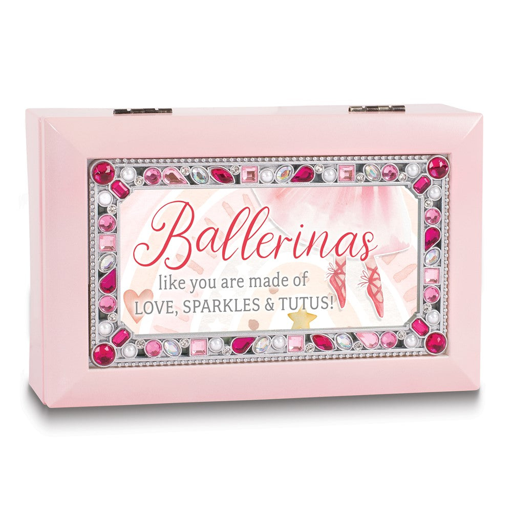 Ballerinas Pink Petite Velvet Lining Music Box (Plays You Light Up My Life)