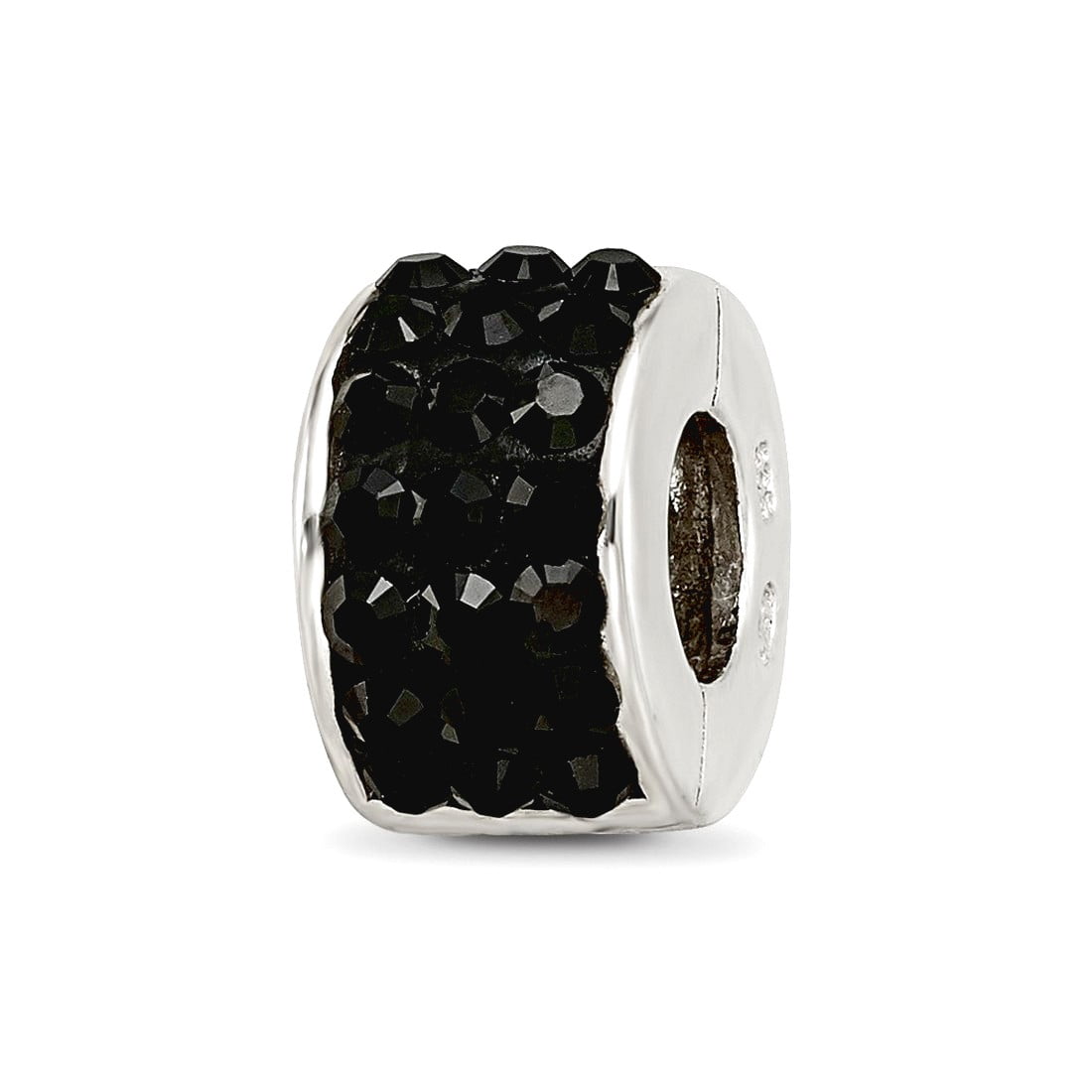Sterling Silver Reflections Black Preciosa Crystal Bead
