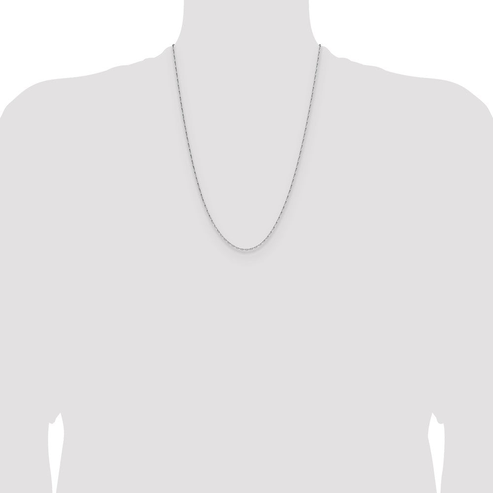 14K White Gold 1.4mm D/C Open Long Link Cable Chain