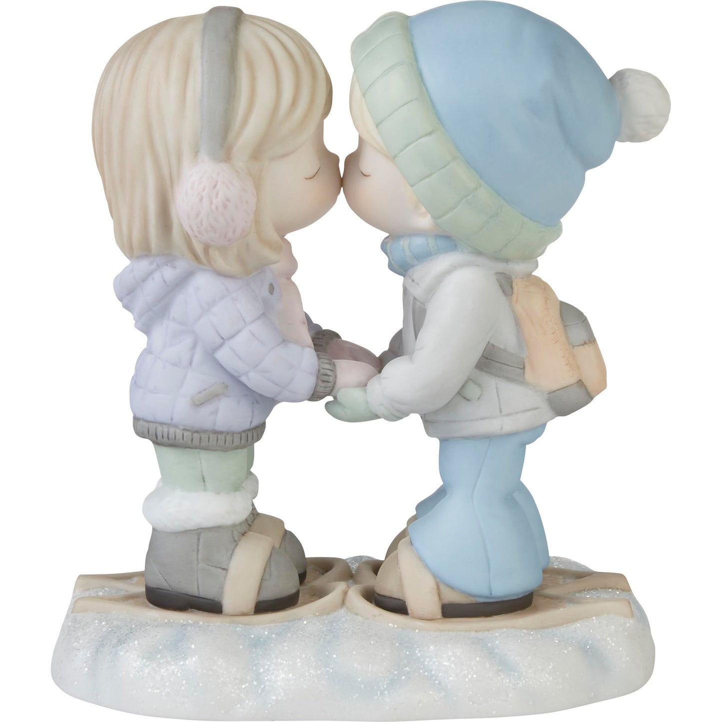 Precious Moments Hand-painted Porcelain Winter Couple Kissing Figurine