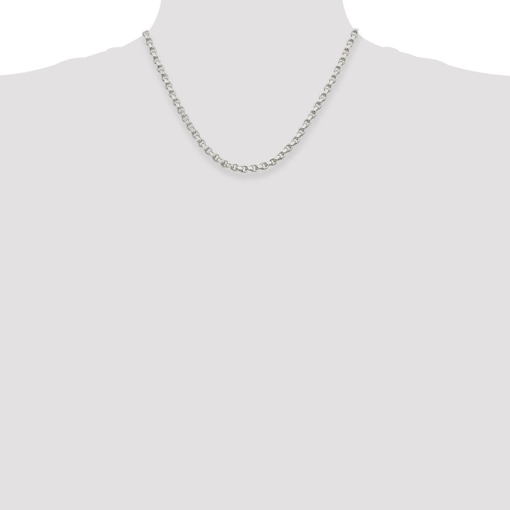 Sterling Silver 4mm Diamond-cut Rolo Chain 18 Inches