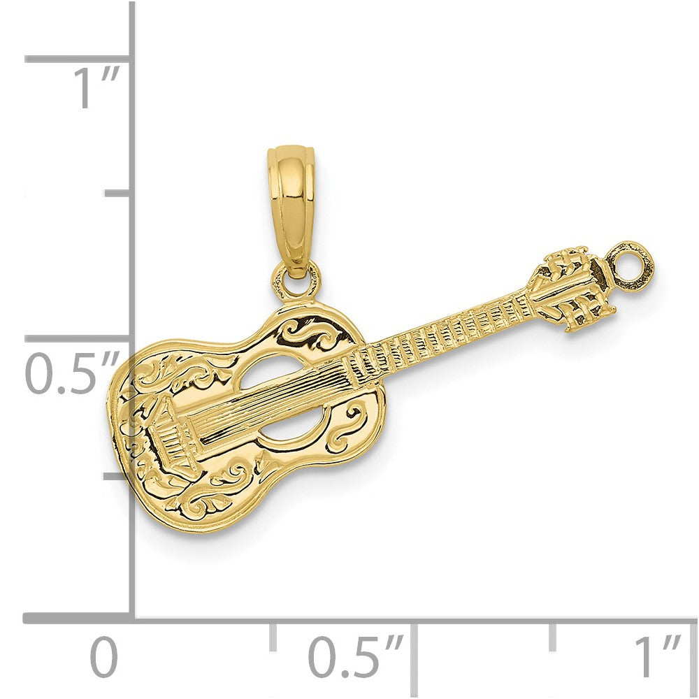 10K Guitar Pendant Yellow Gold