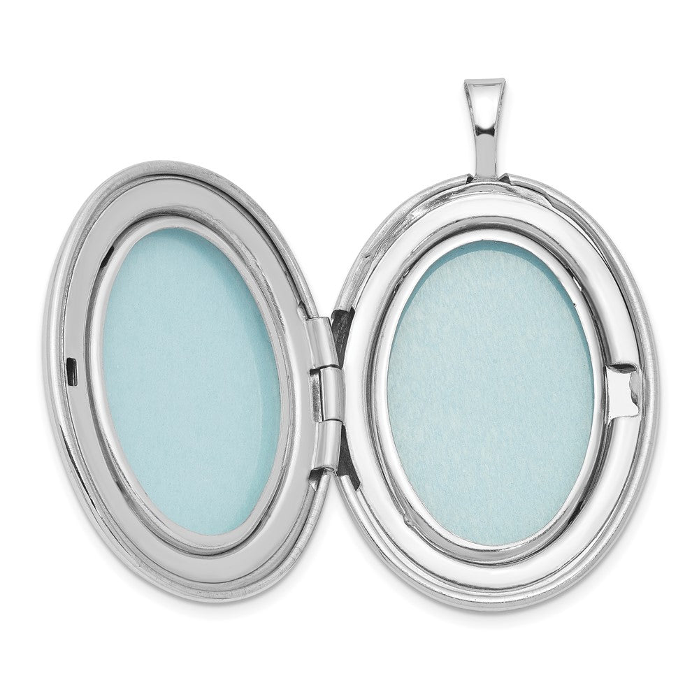 Sterling Silver Rhodium-plated Diamond 26mm Oval Locket Necklace 18 Inches
