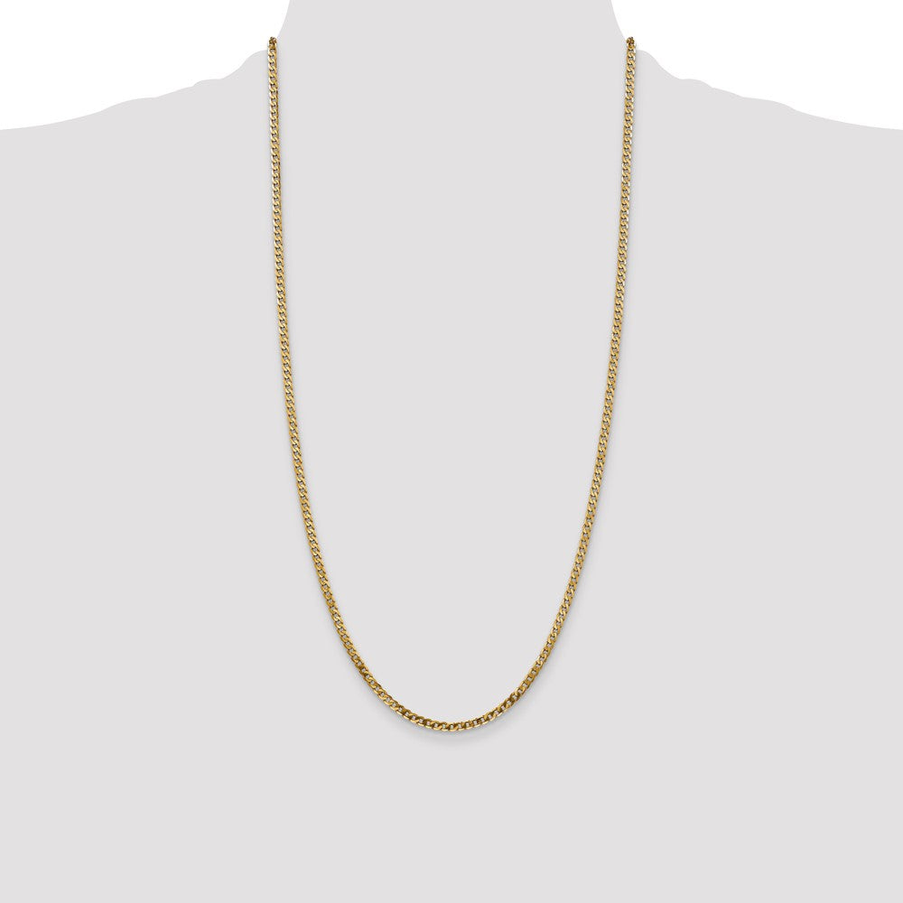 14K 28 inch 2.9mm Flat Beveled Curb with Lobster Clasp Chain