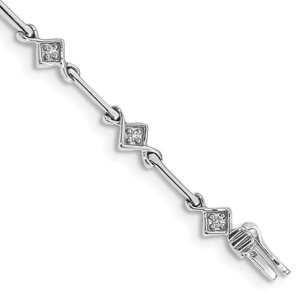 14k White Gold Diamond 7.5in Link Bracelet 7.5 inches