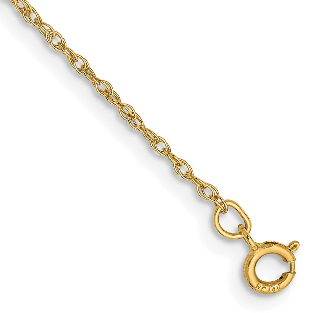 14K 8 inch .8mm Light Baby Rope with Spring Ring Clasp Chain 8 inches