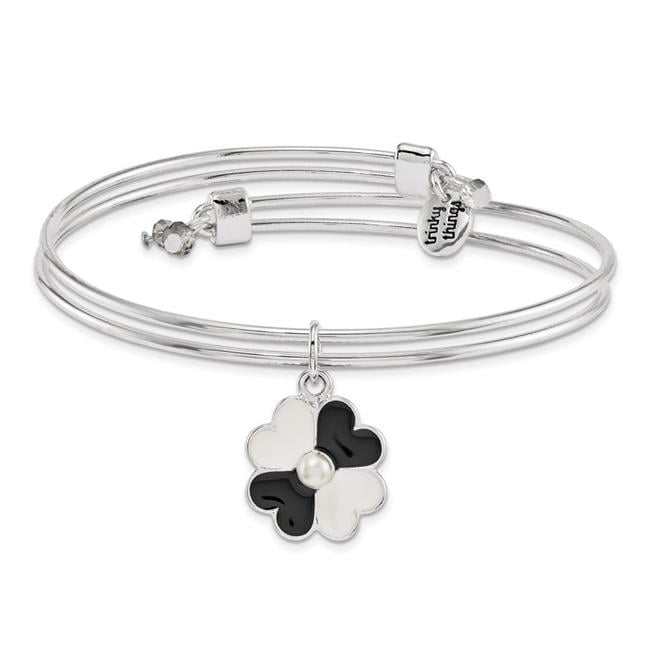 Finest Gold Silver-Tone Trinket Things Black & White Mother of Groom Bracelet & Card
