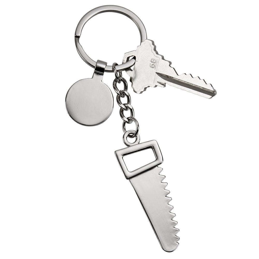 Contemporary Home Living 4.75" Saw Design Stainless Steel Key Chain