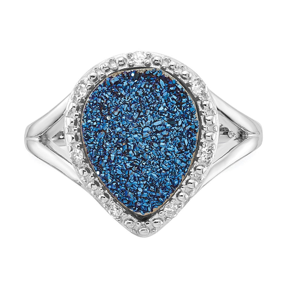 Sterling Silver Blue Druzy Quartz Ring