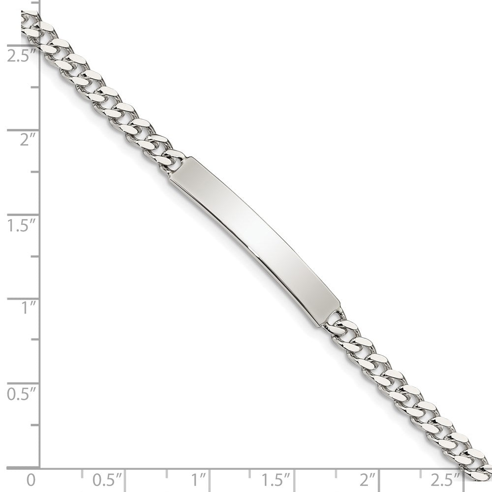 Sterling Silver Polished Engraveable Curb Link ID Bracelet 7 inches
