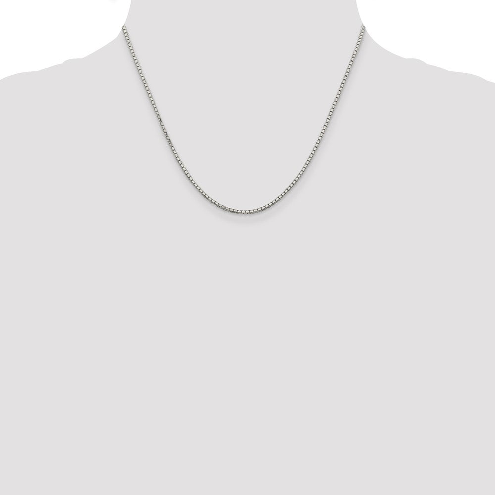 Sterling Silver Rhodium-plated 1.7mm 8 Sided D/C Mirror Box Chain w/2in ext 18 Inches