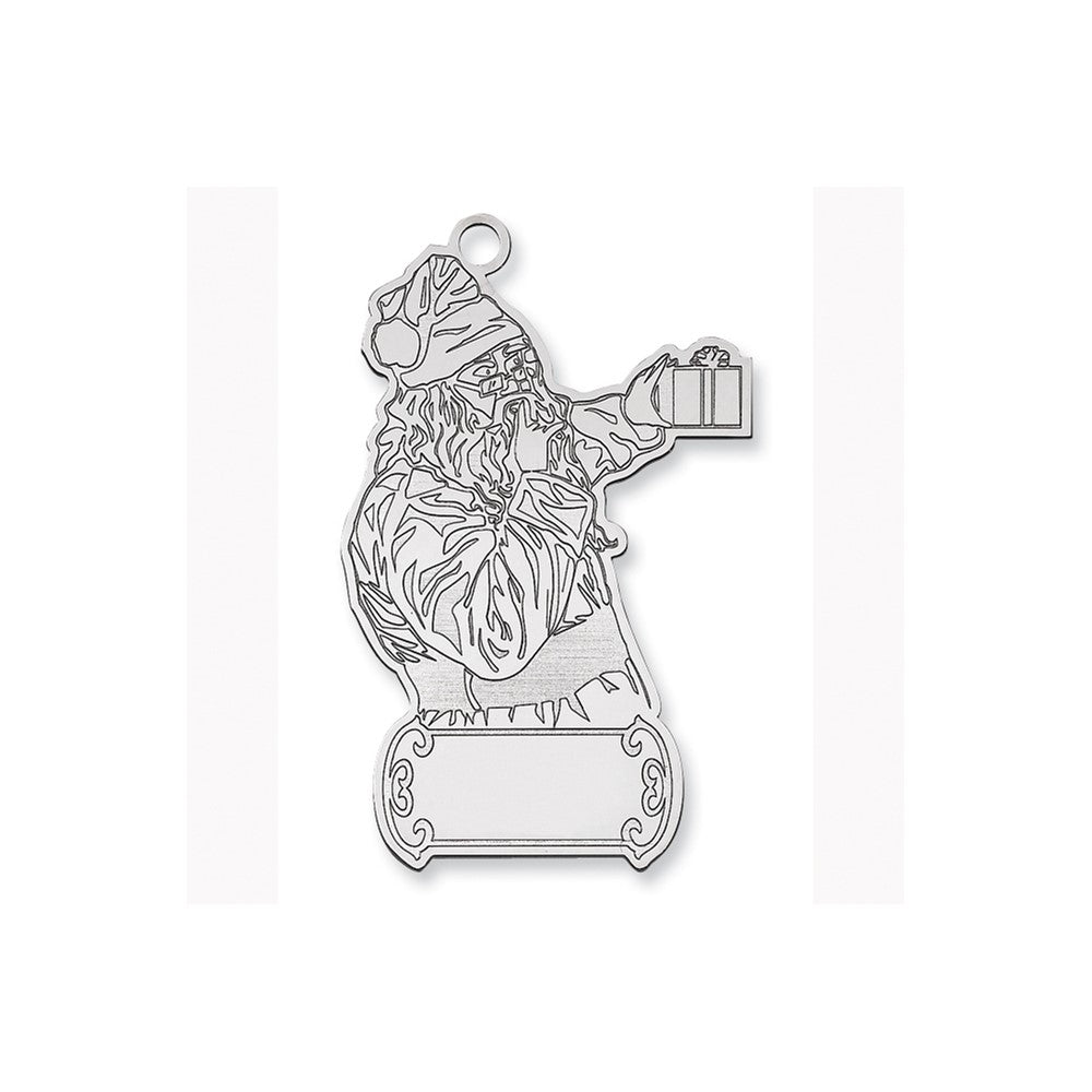 Sterling Silver Rhodium-plated Blank Christmas Santa Ornament