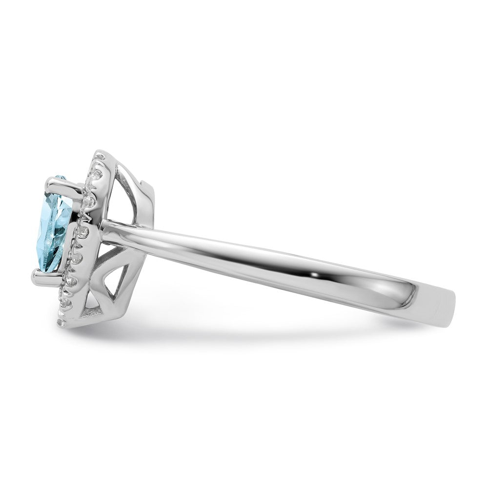 10kw Aqua and Diamond Birthstone Ring