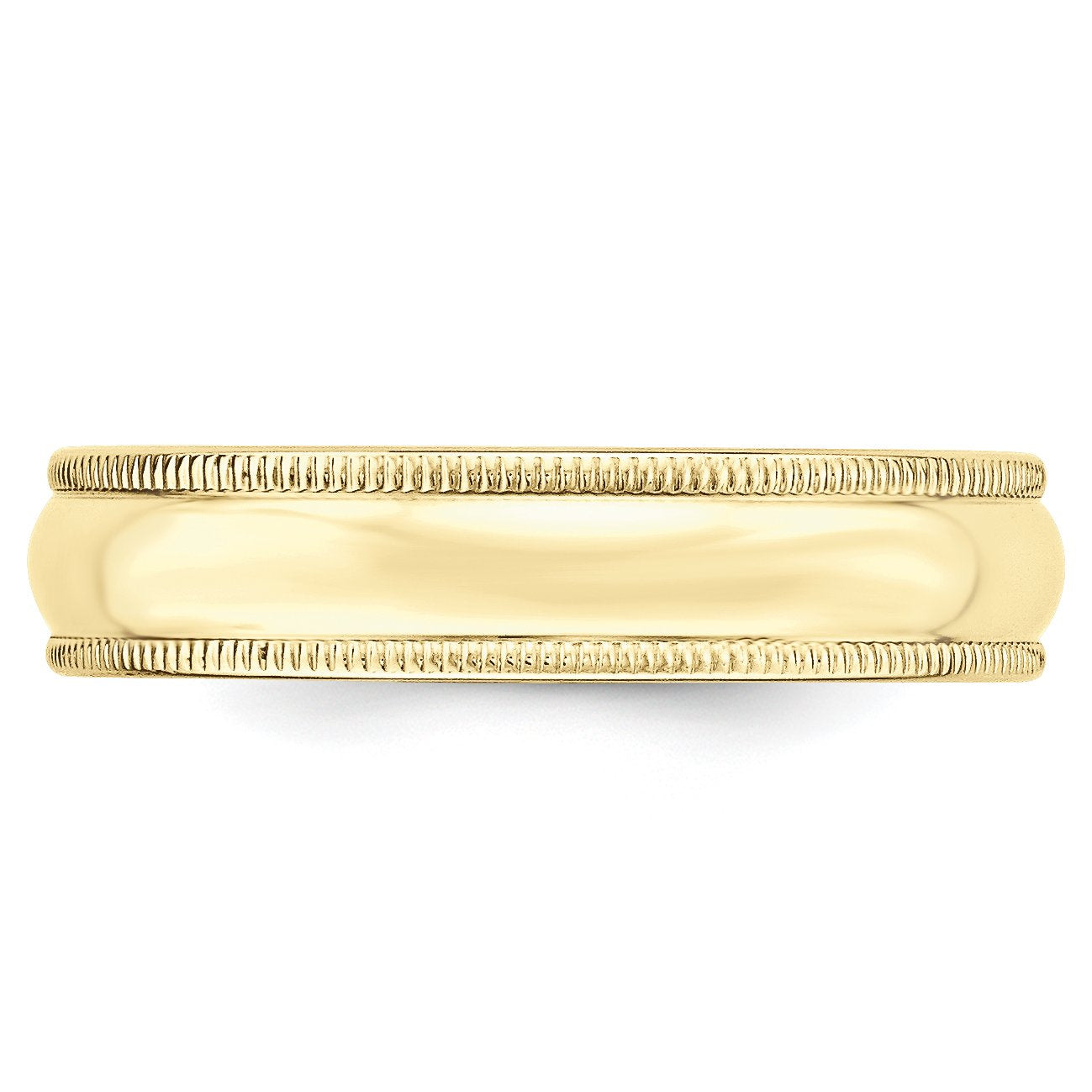 10k Yellow Gold 5mm Milgrain Half Round Wedding Band Size 7