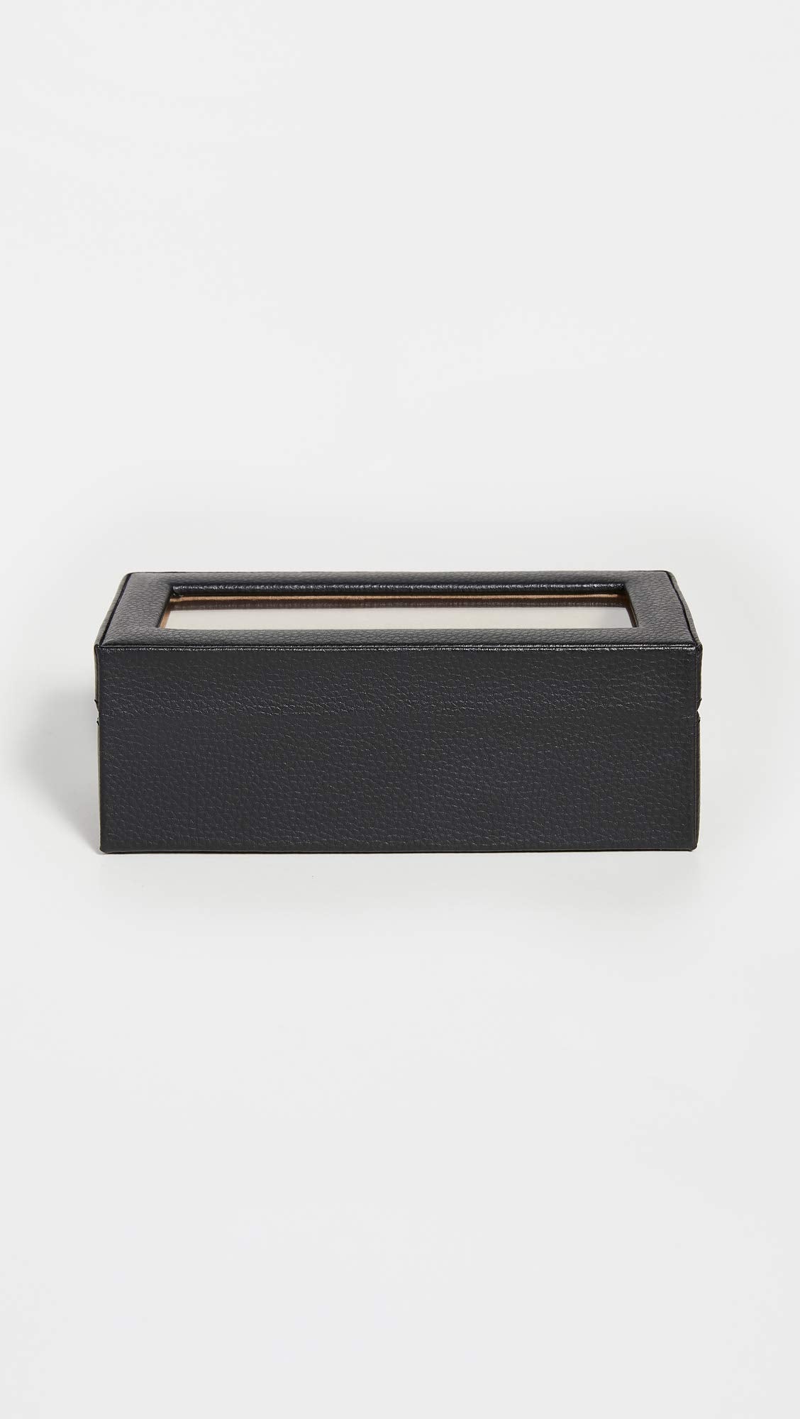 Black Leather Clear Lid 4-Watch Case GL6982