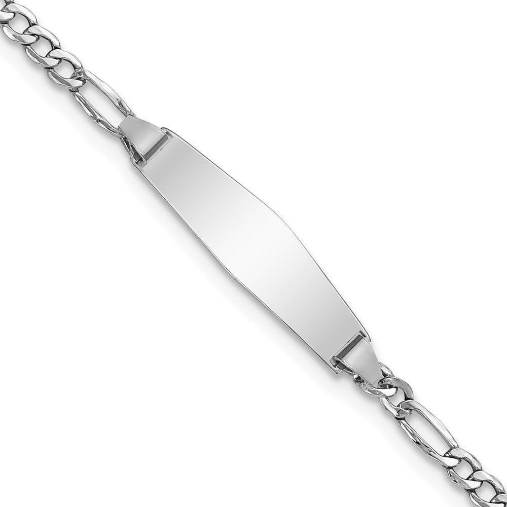 14K WG Semi-solid Soft Diamond Shape Figaro ID Bracelet 7 inches
