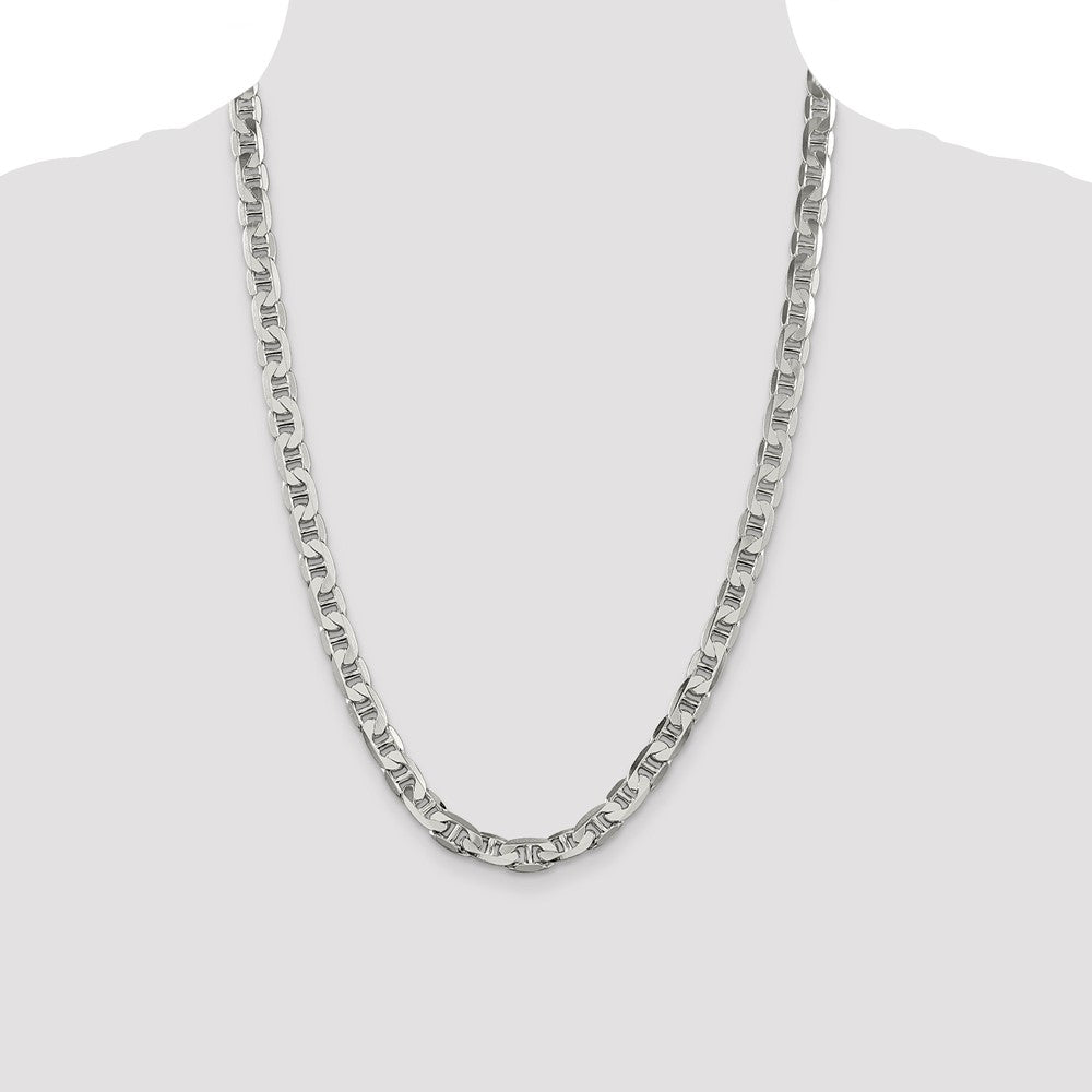 Sterling Silver 7mm Flat Anchor Chain 24 Inches