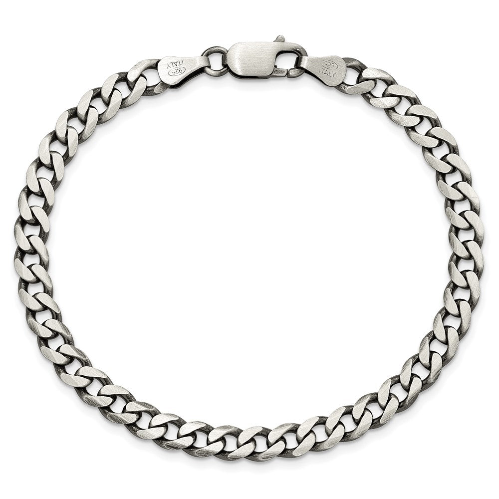 Sterling Silver Antiqued 6.0mm Curb Chain 8 inches