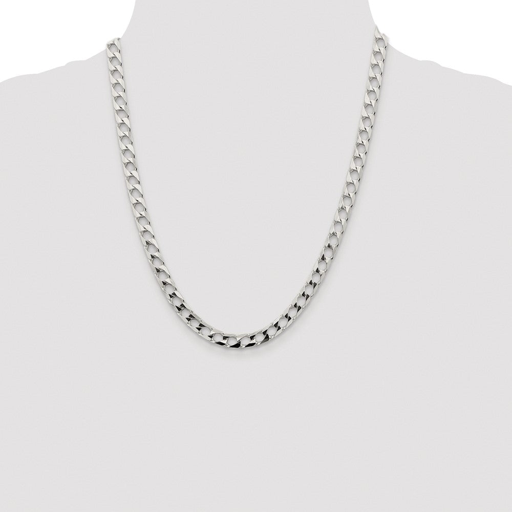 Sterling Silver Rhodium-plated 6.25mm D/C Square Curb Chain