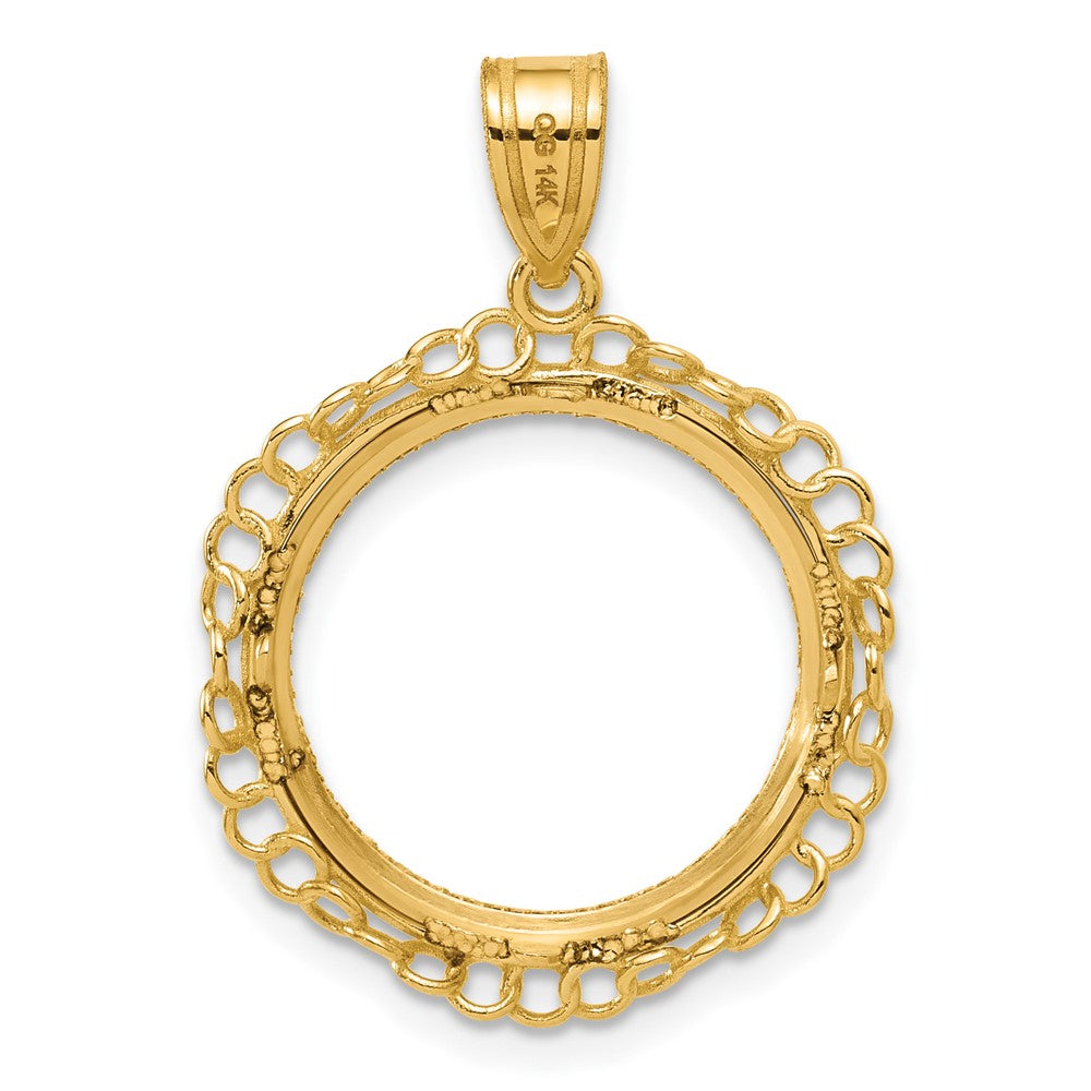 14k Diamond Cut Twisted Ring with 16.5mm Prong Coin Bezel Pendant