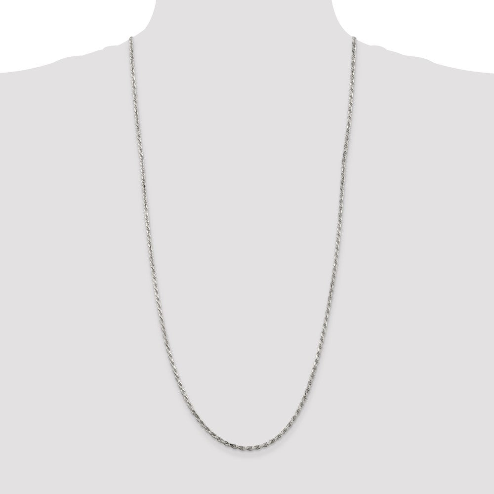 Sterling Silver 2.5mm Diamond-cut Rope Chain 30 Inches
