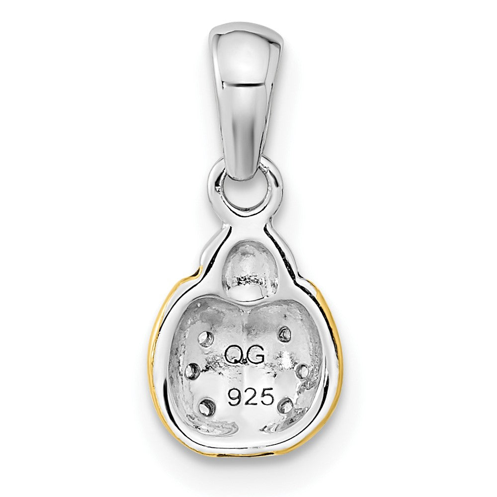 Sterling Silver RH-plate Gold-plated CZ Enameled Brushed Lady Bug Pendant