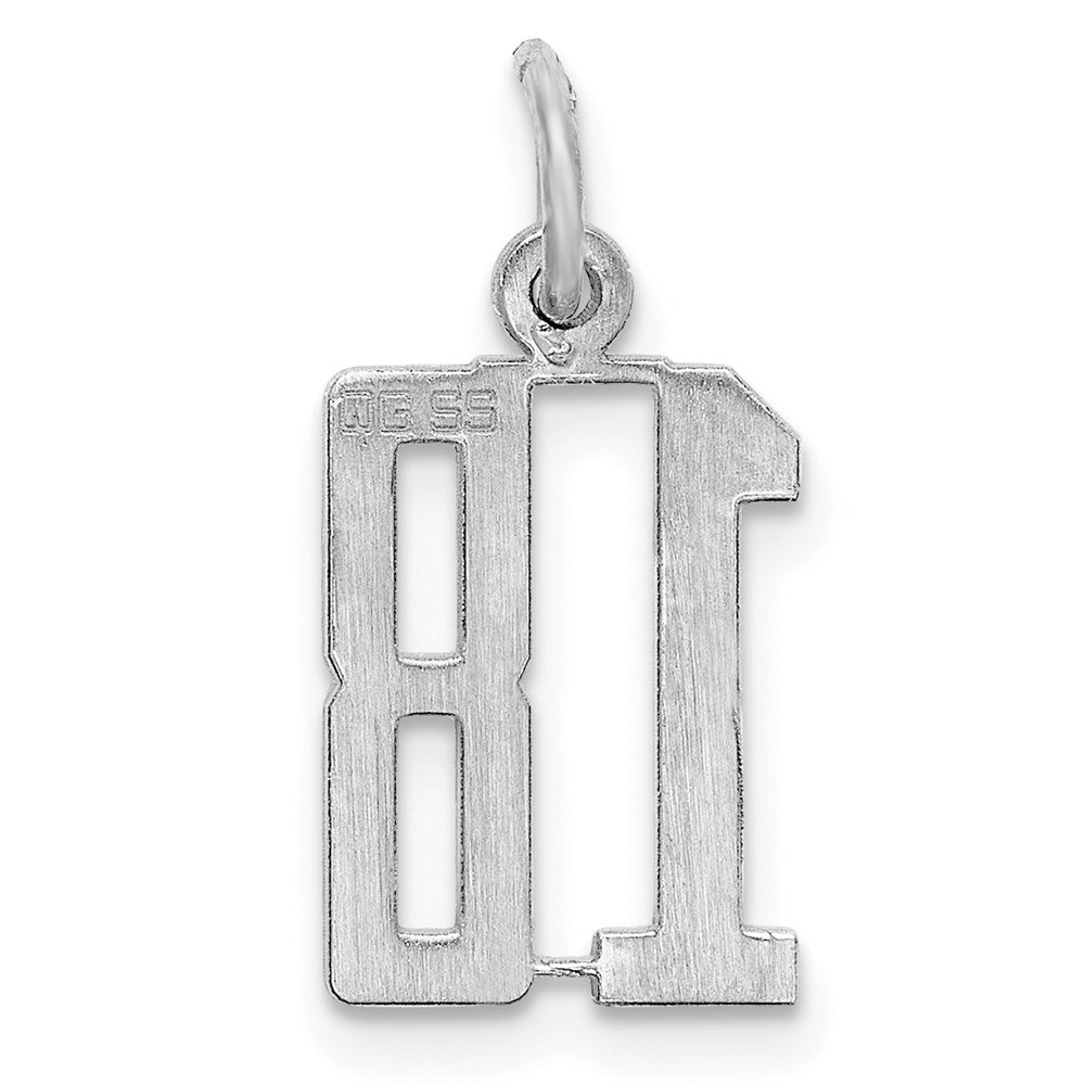 Sterling Silver/Rhodium-plated Elongated Number 18 Charm