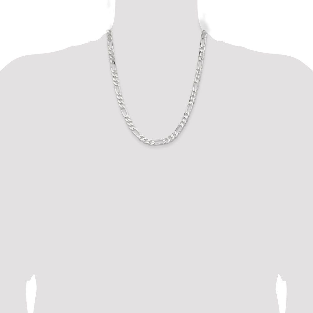 Sterling Silver 7.5mm Figaro Chain 22 Inches