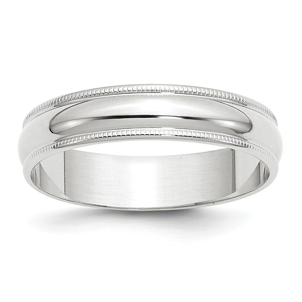Primal Gold 10 Karat White Gold 5mm Lightweight Milgrain Half Round Band Size 5.5
