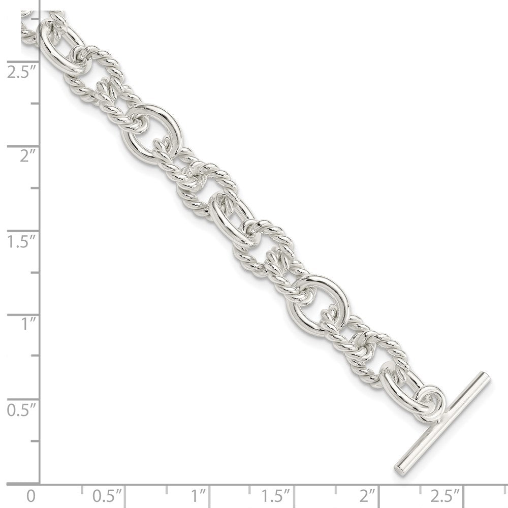 Sterling Silver 7.75inch Polished Fancy Link Toggle Bracelet 7.75 inches
