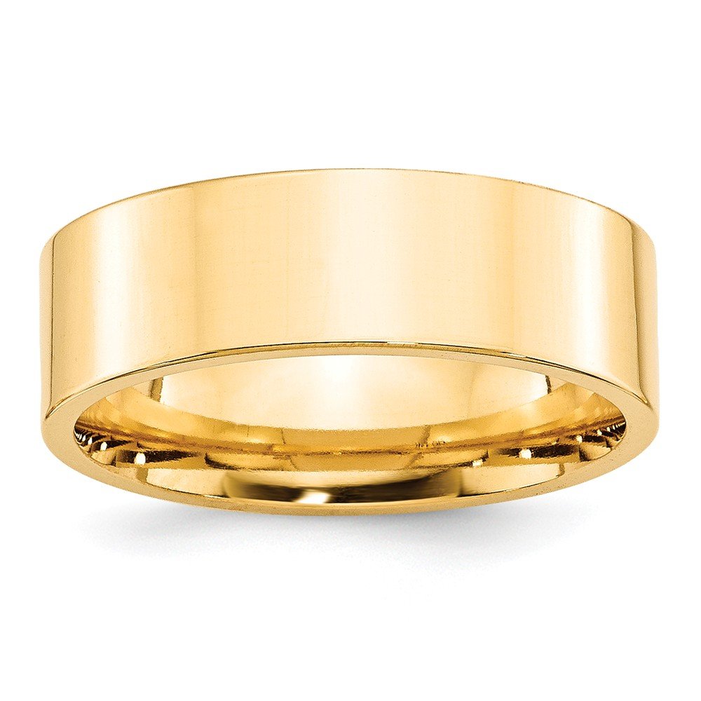 14k Yellow Gold 7mm Standard Weight Flat Comfort Fit Wedding Band Size 10