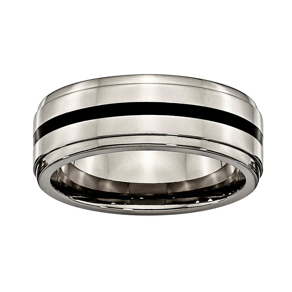 Titanium 8mm w/Black Enamel Band