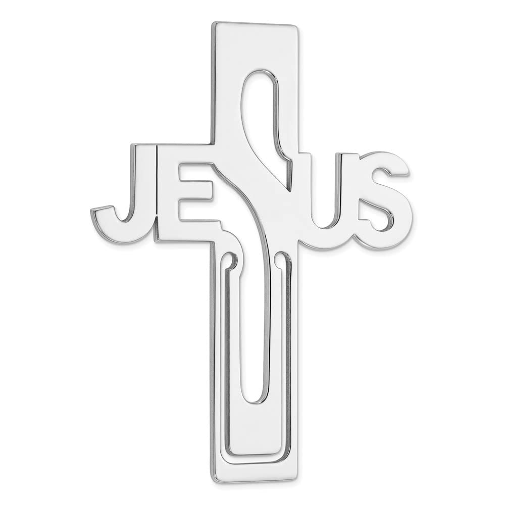 Sterling Silver Rhodium-plated Jesus Cross Bookmark QQ589