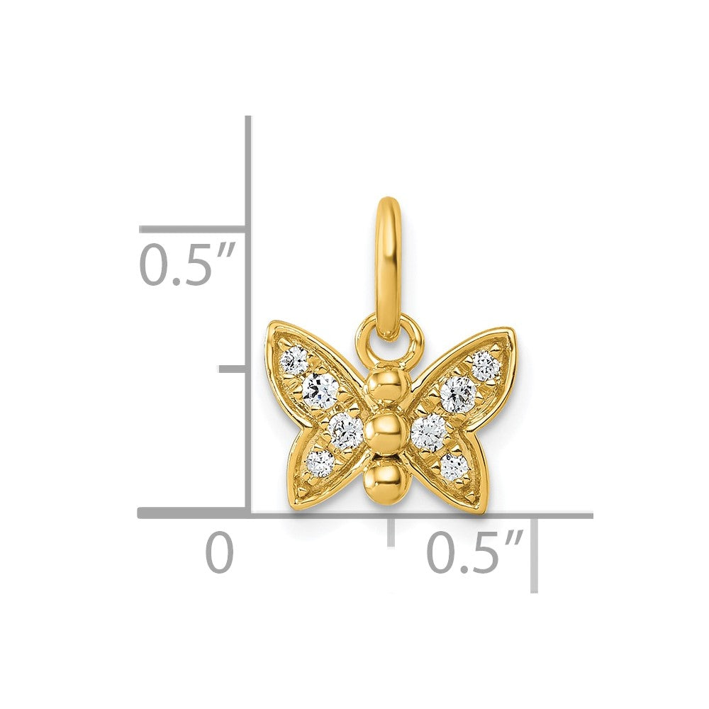 14K Polished Diamond Butterfly Pendant