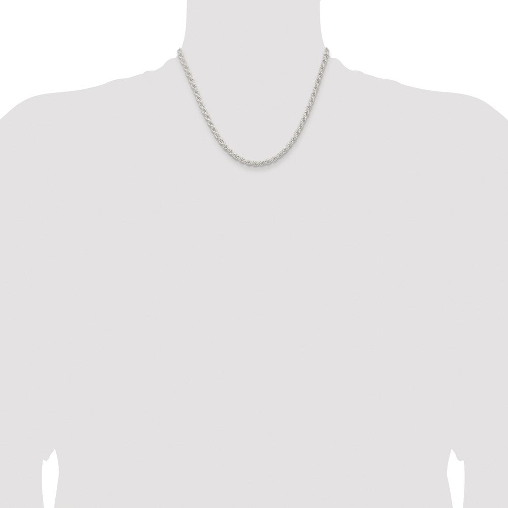 Sterling Silver Rhodium-plated 4.5mm Solid Rope Chain