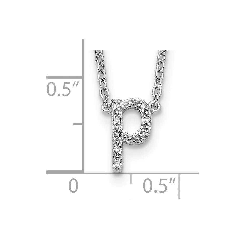 Sterling Silver Polished Diamond Initial p with 16 + 2 in ext Necklace