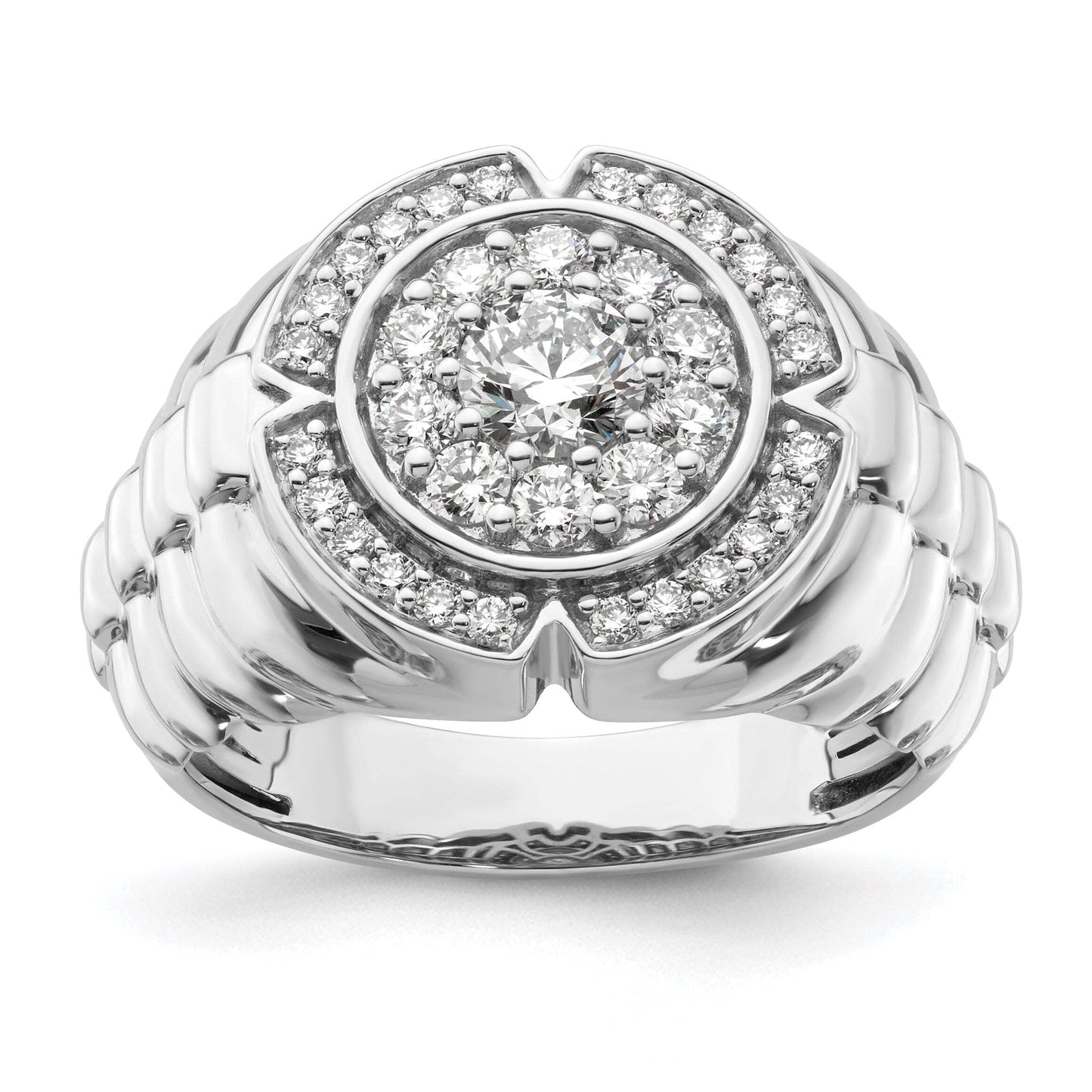 IBGoodman 10k White Gold 1 1/5 carat Lab Grown Diamond VS/SI+ G+ Complete Men's Cluster Ring
