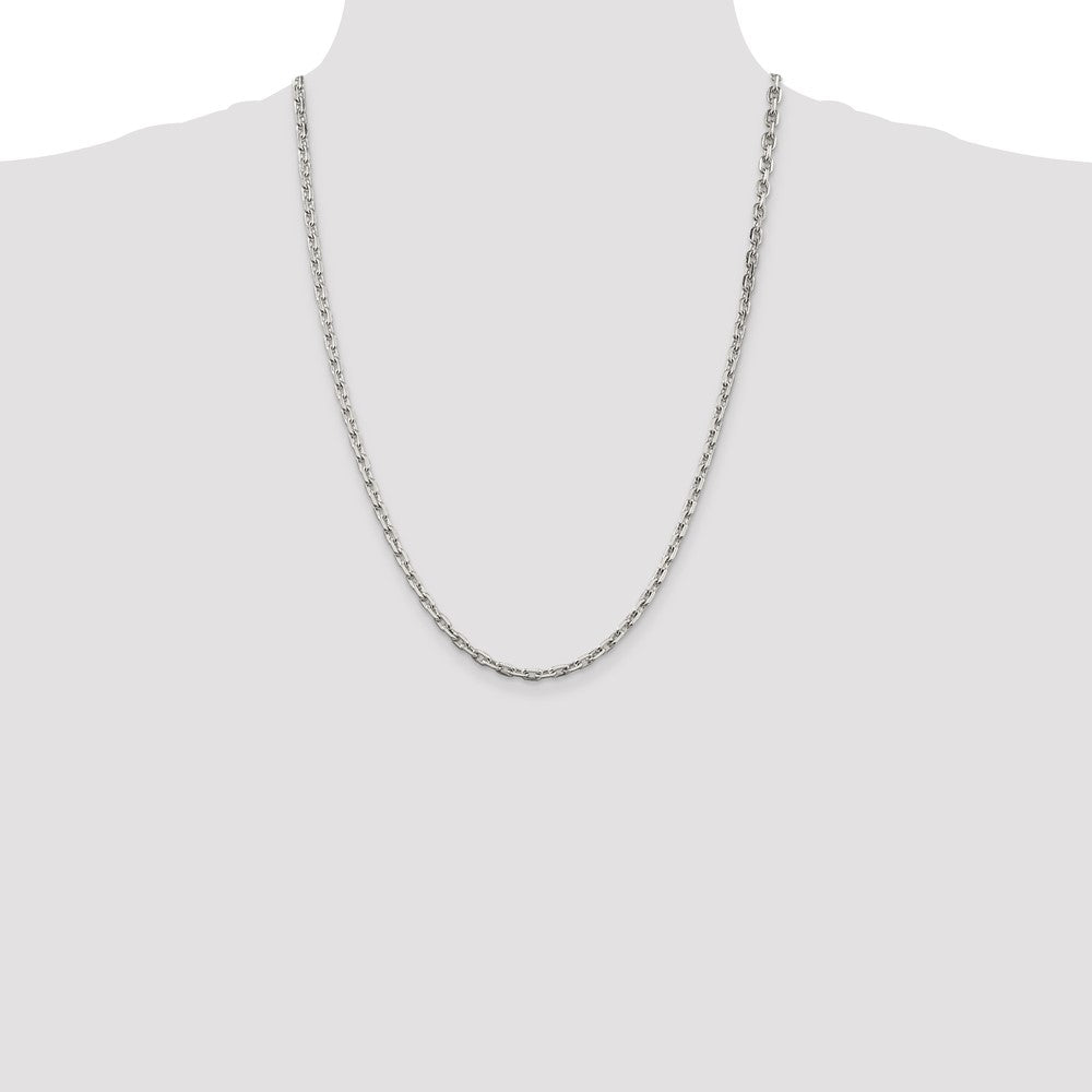 Sterling Silver 3.95mm Beveled Oval Cable Chain 24 Inches