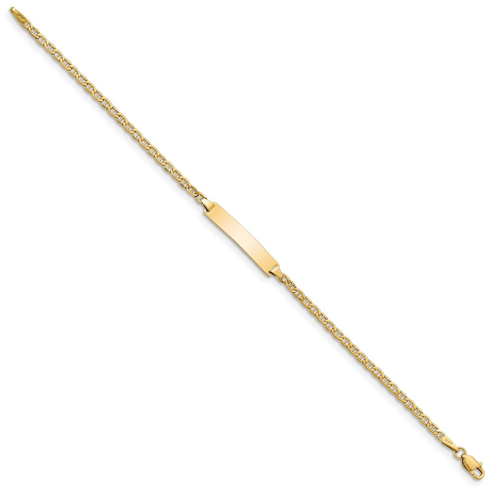 14k Polished Semi-Solid Chain/Solid Plate Anchor Link 23x4.5mm Plate 8 inch ID Bracelet