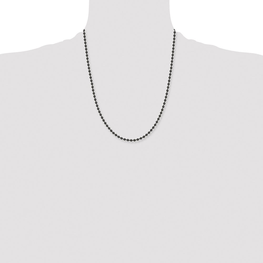 Stainless Steel Polished Black IP-plated 2.4mm 22in Ball Chain