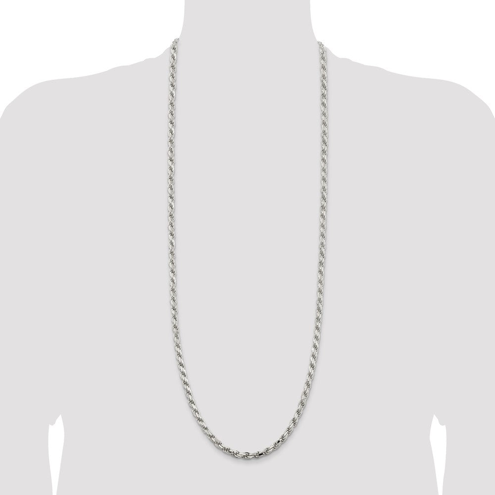 Sterling Silver 5.75mm Diamond-cut Rope Chain 36 Inches