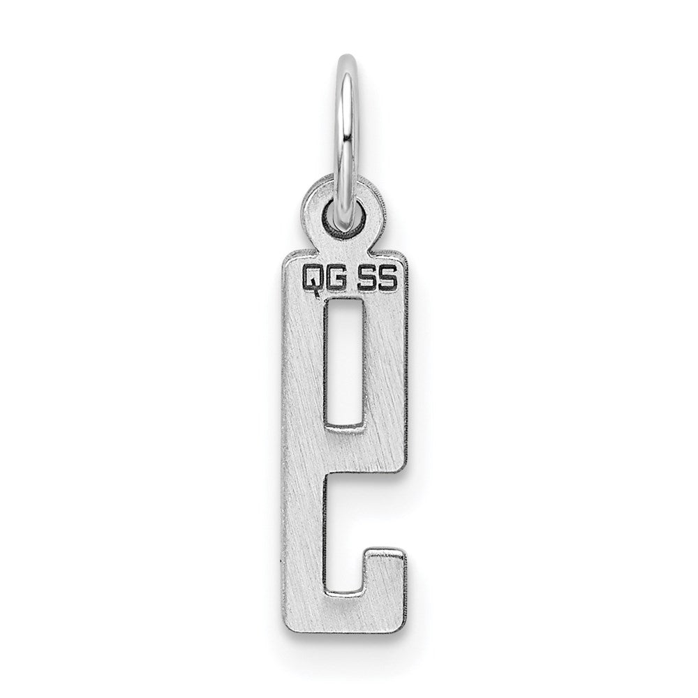 Sterling Silver/Rhodium-plated Elongated Polished Number 9 Charm