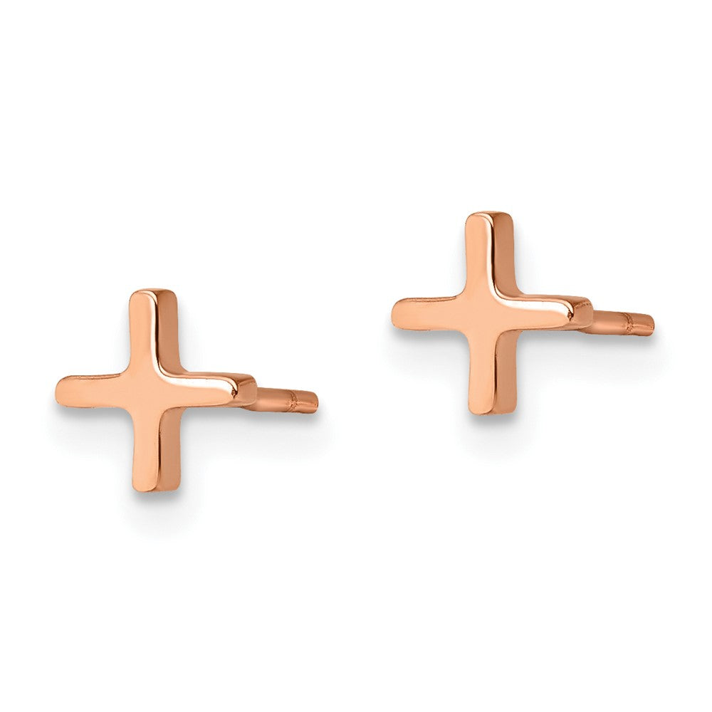 Stainless Steel Polished Rose IP-plated X Post Earrings