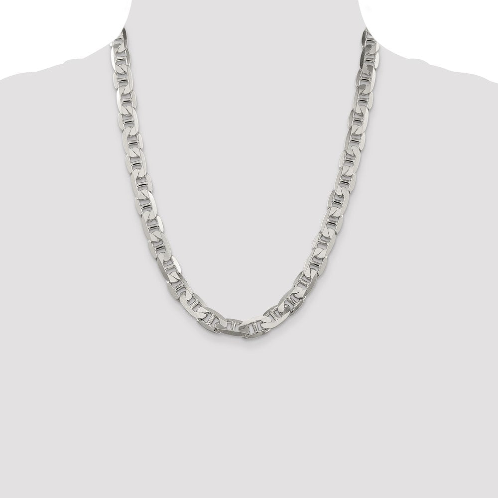 Sterling Silver 9.5mm Flat Anchor Chain 22 Inches