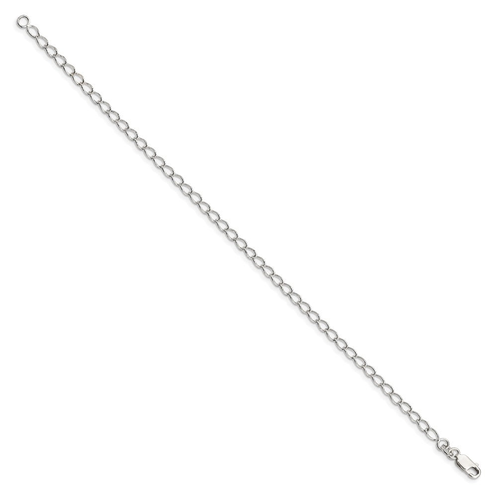 Sterling Silver 3mm Half Round Wire Open Curb Chain 7 inches
